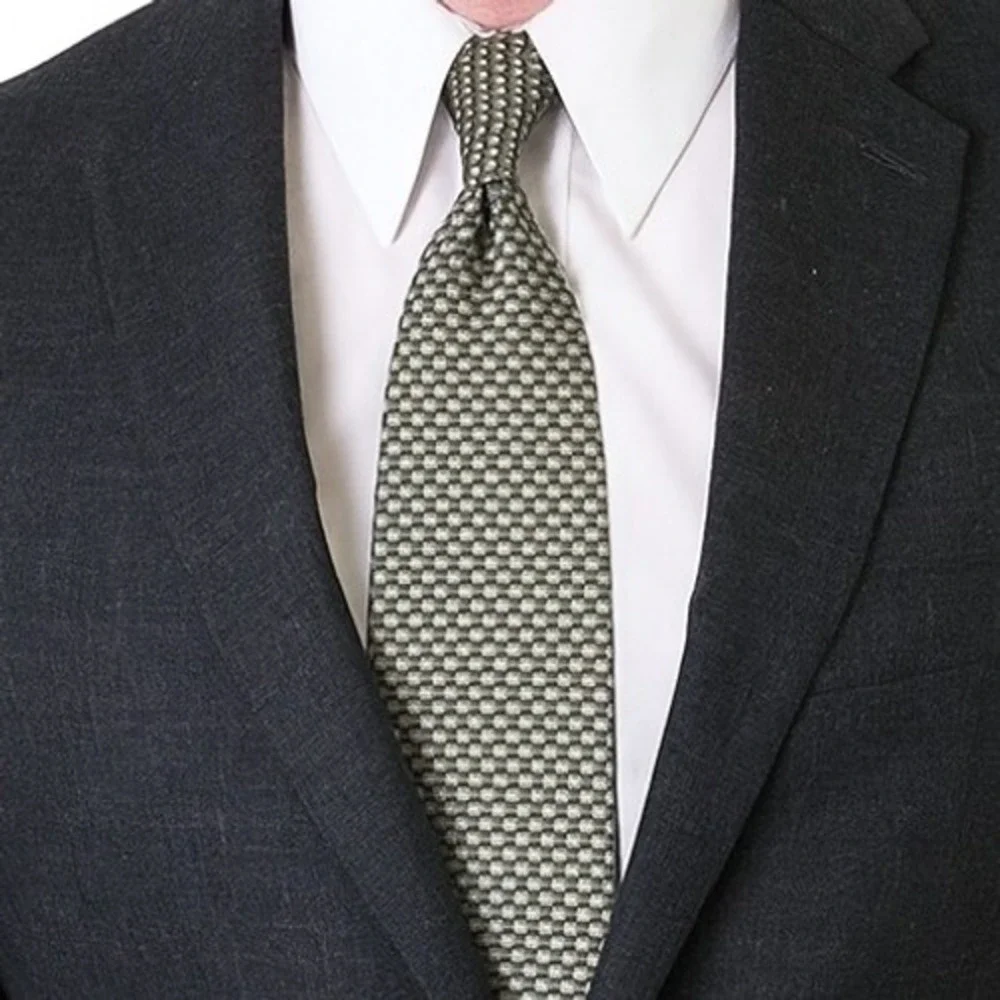 Claiborne Silk Tie Mens Black White Striped Pattern Classic Business USA Vintage